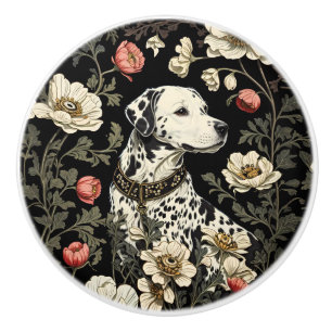 Elegant Dalmatian William Morris Inspired Ceramic Knob