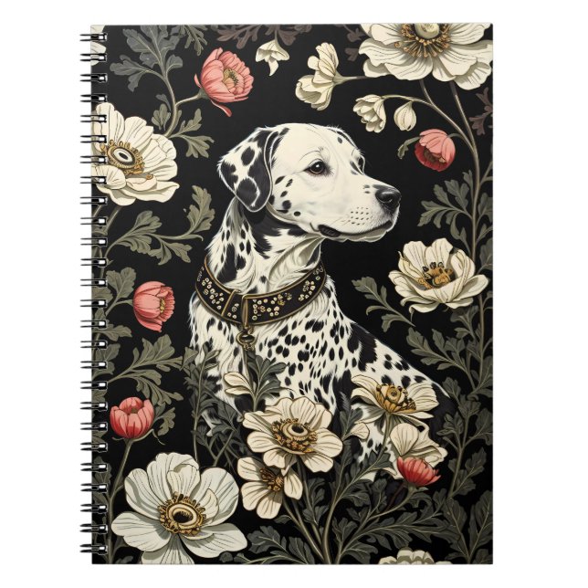 Elegant Dalmatian William Morris Inspired Notebook (Front)