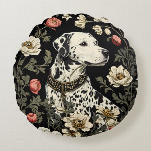 Elegant Dalmatian William Morris Inspired Round Cushion
