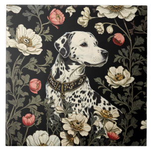 Elegant Dalmatian William Morris Inspired Tile