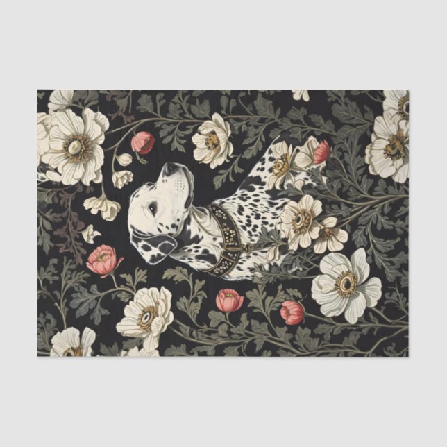 Elegant Dalmatian William Morris Inspired Tissue Paper (Front)