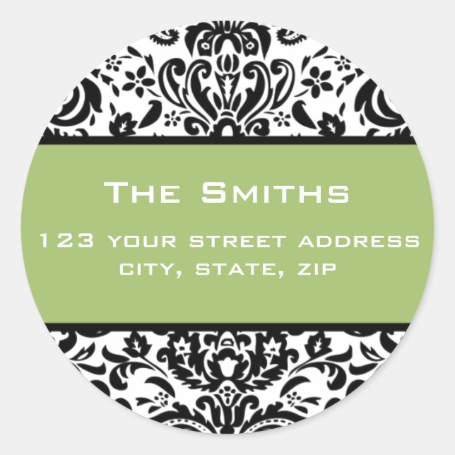 Elegant Damask Address Labels (Front)