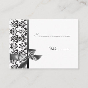 Elegant Damask and Bow Table Place Card