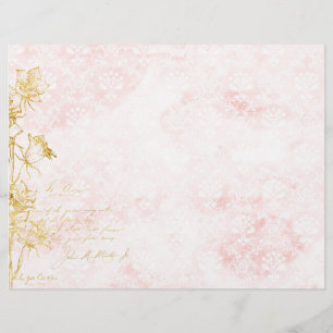 Elegant Damask and Gold Floral Scrapbook Paper