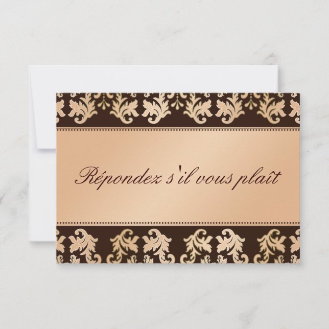 Elegant Damask Autumn Reverie Wedding RSVP Card (Front)