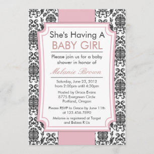 Elegant Damask Baby Shower Invite
