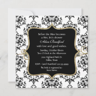 Elegant Damask Bridal Shower Invitation