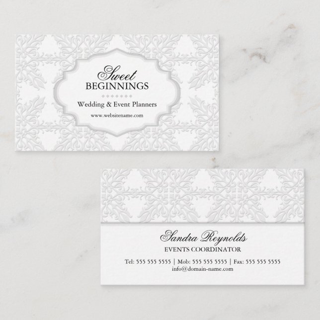Elegant Damask Business Card (Front/Back)
