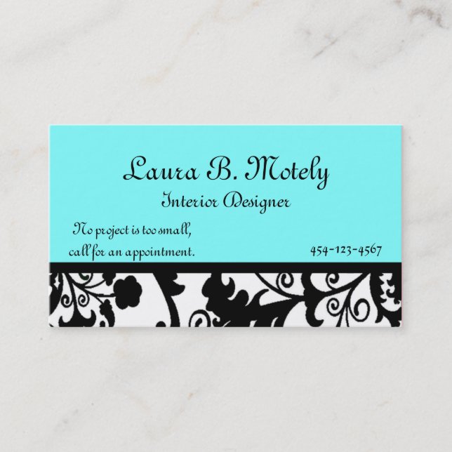 Elegant Damask Business Card (Front)