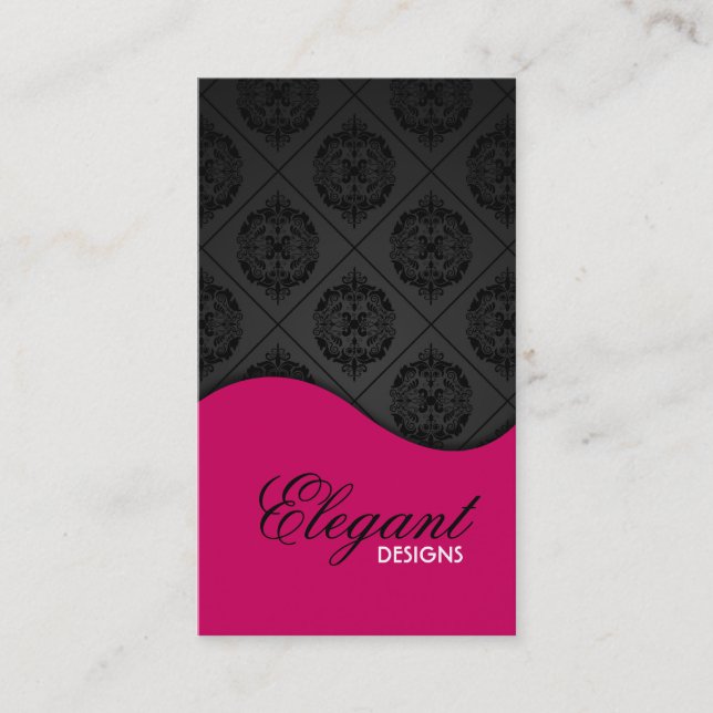 Elegant Damask Business Card (Front)