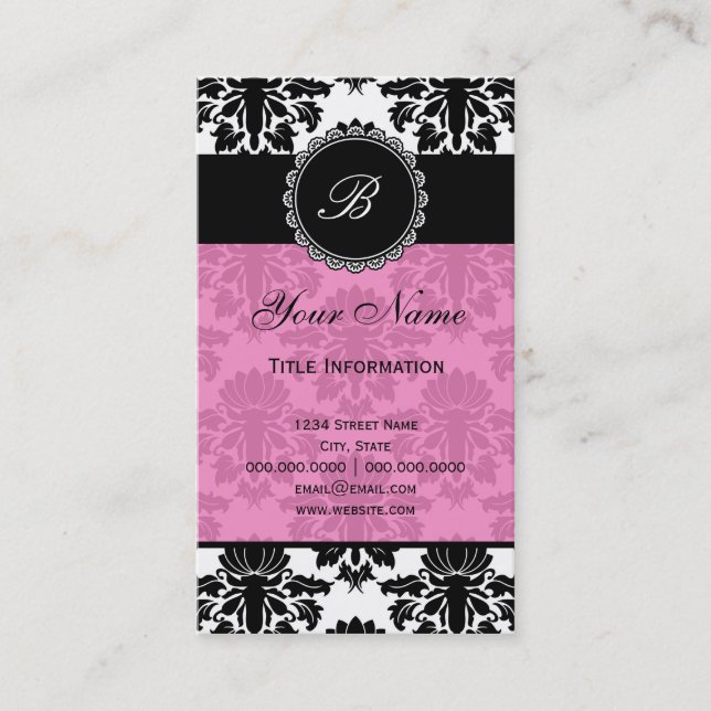 Elegant Damask Business Card (Front)