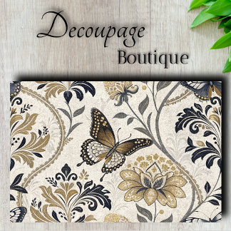 Elegant Damask Butterfly Decoupage Tissue Paper