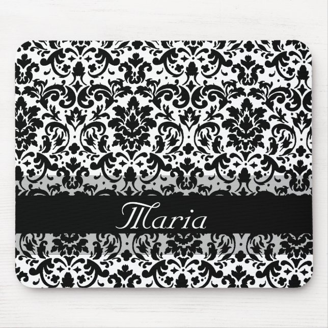 Elegant damask calligraphy design mouse mat (Front)