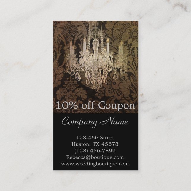 elegant damask chandelier Interior Designer Discount Card (Front)