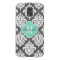 Elegant Damask Charcoal & Aqua Custom Monogrammed