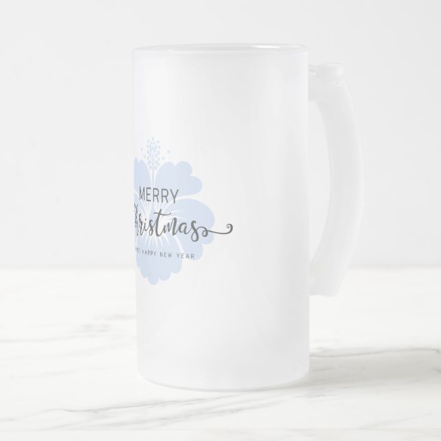 Elegant damask Christmas custom elegant Frosted Gl Glass Beer Mug (Front Right)
