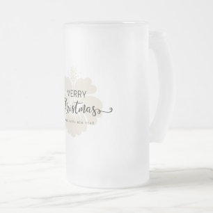 Elegant damask Christmas custom elegant Frosted Gl Glass Beer Mug