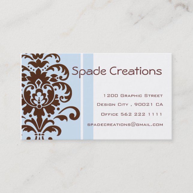 Elegant Damask - Customised Business Card (Front)