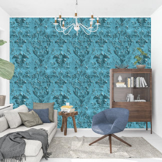 Elegant Damask Dark Turquoise Baroque  Wallpaper