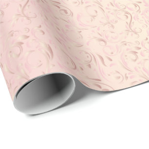 Elegant Damask Design Rose Pink Wrapping Paper