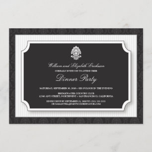 Elegant Damask Dinner Party Invitation (white)