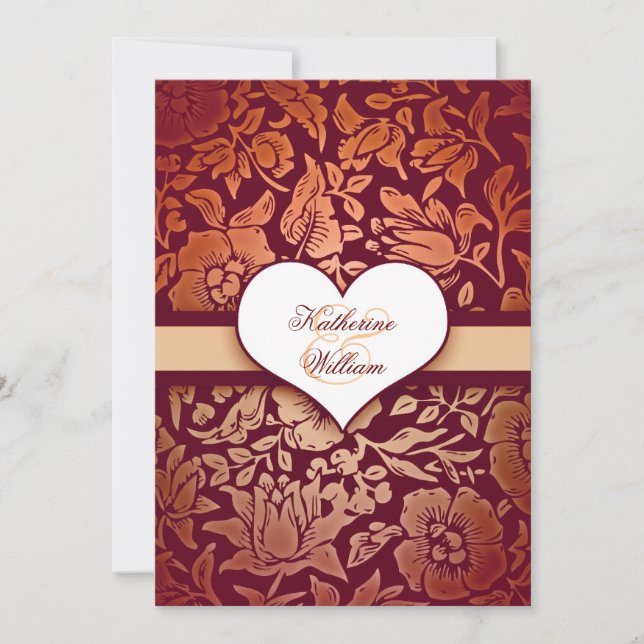 elegant damask engagement party invitations (Front)