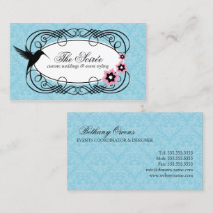 Elegant Damask Event Coordinator Business Card