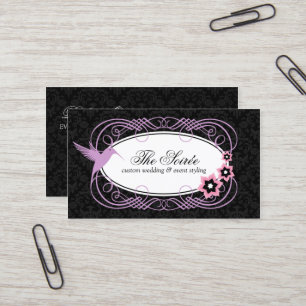 Elegant Damask Event Coordinator Business Card
