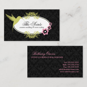 Elegant Damask Event Coordinator Business Card