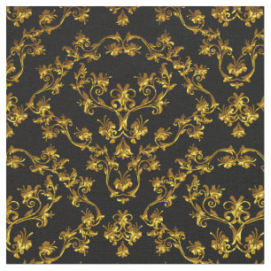 Elegant Damask Fabric black yard