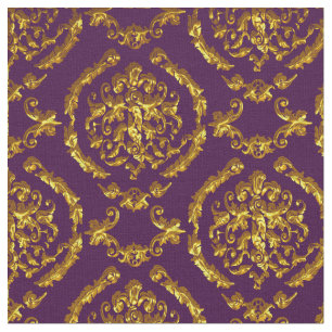 Elegant Damask Fabric Purple