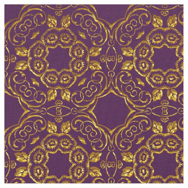 Elegant Damask Fabric Purple (Close Up)