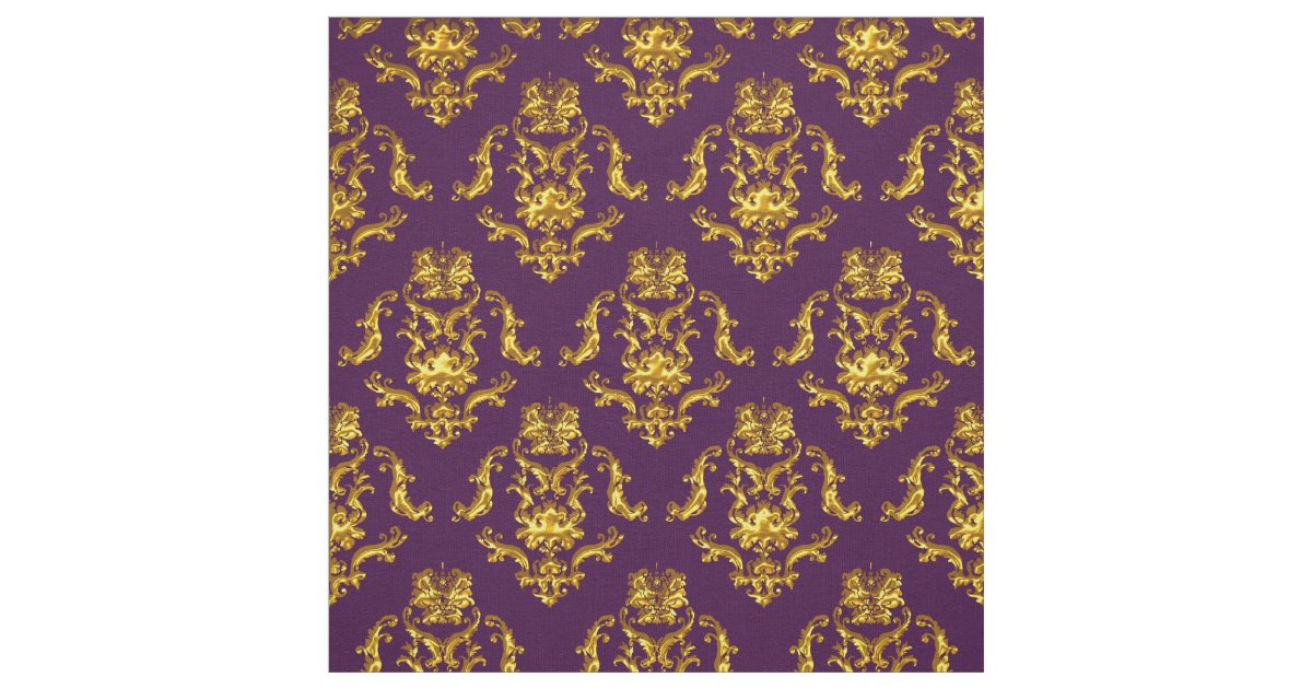 Elegant Damask Fabric Purple Zazzle