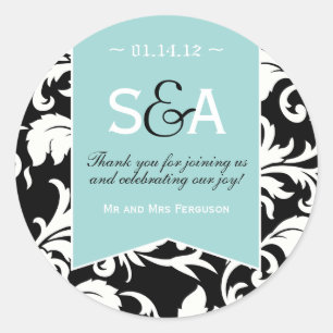 Elegant Damask Favour Stickers