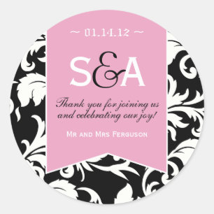 Elegant Damask Favour Stickers