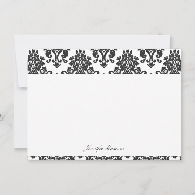 Elegant Damask Flat Note Cards (Front)