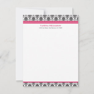 Elegant Damask Flat Note Cards (Oscars)