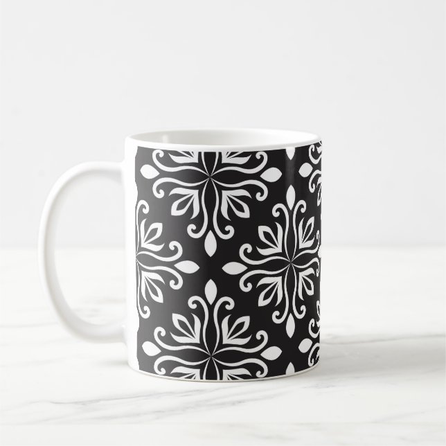 Elegant Damask: Floral Art Deco Coffee Mug (Left)