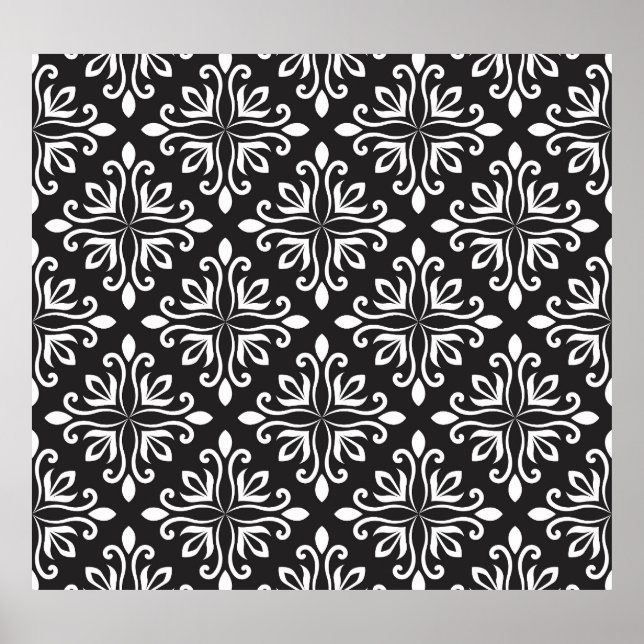 Elegant Damask: Floral Art Deco Poster (Front)