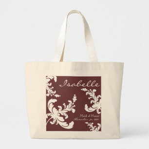Elegant Damask Floral Bridal Party Tote Bag