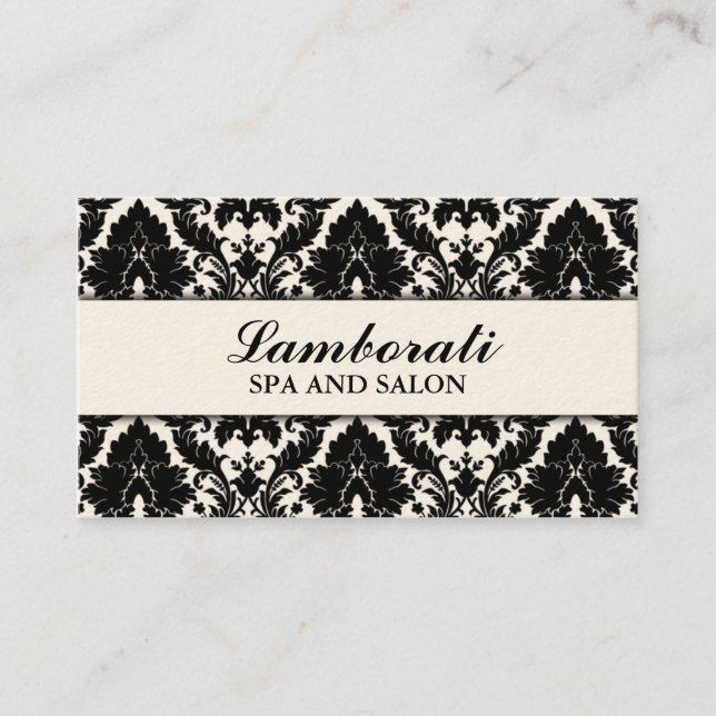 Elegant Damask Floral Pattern Cream Modern Stylish Business Card (Front)