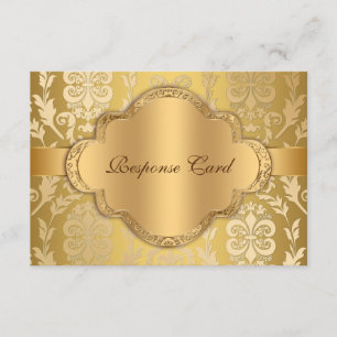 Elegant Damask Floral Swirl Gold Anniversary RSVP