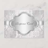 Elegant Damask Floral Swirl Silver RSVP