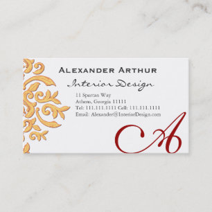 Elegant Damask for Interior Decorator, Restaurant Business Card