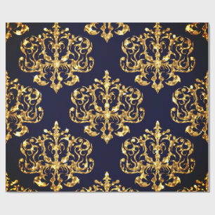 Elegant Damask Gold & Black Wrapping paper roll