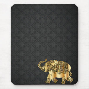 Elegant  Damask Gold Paisley Elephant  Mouse Mat