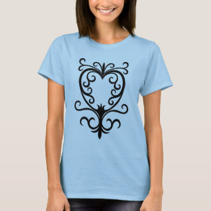 Elegant damask gothic scrollwork heart T-Shirt