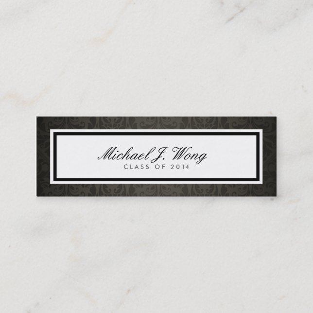 Elegant Damask Graduation Announcement Name Cards (Front)