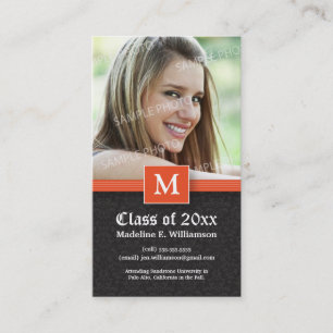 Elegant Damask Graduation Status Card (orange)