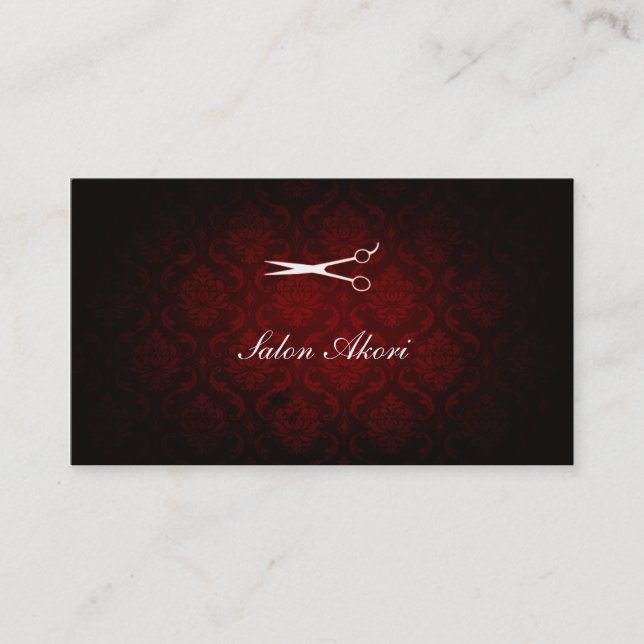 elegant damask hair stylist hairstylist emerald business card (Front)